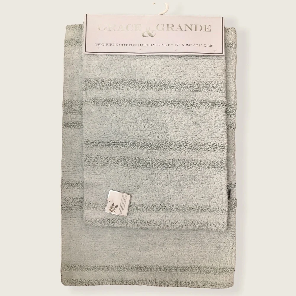2 PIECE COTTON BATH RUG SET / GRACE & GRANDE